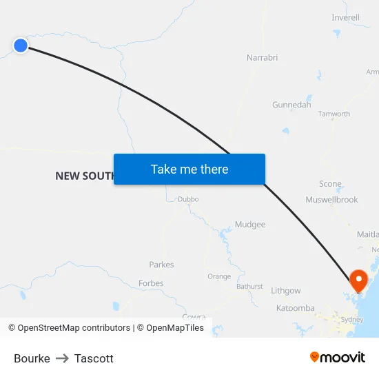 Bourke to Tascott map