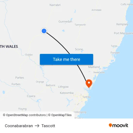 Coonabarabran to Tascott map