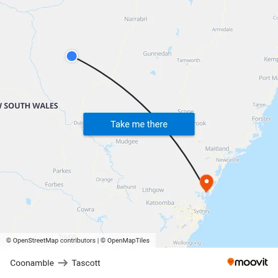 Coonamble to Tascott map