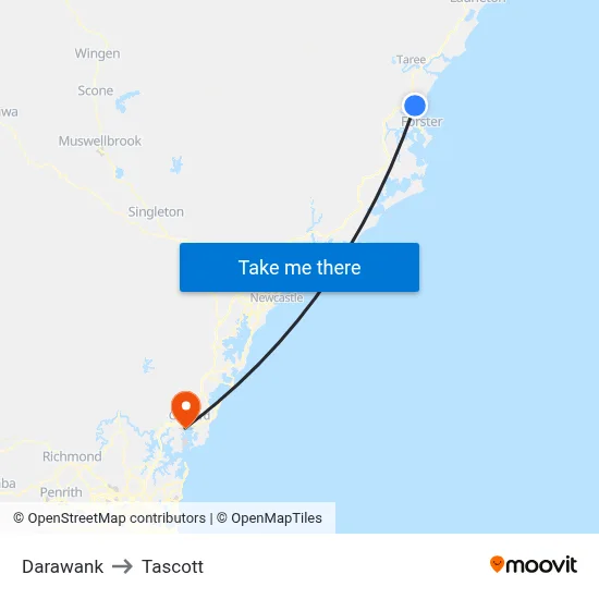 Darawank to Tascott map