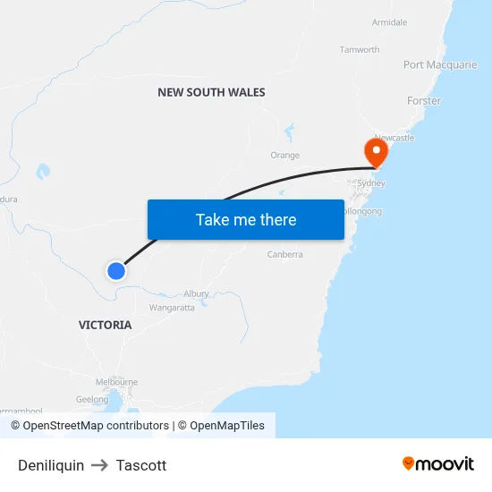 Deniliquin to Tascott map