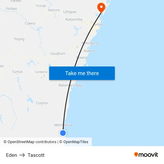 Eden to Tascott map