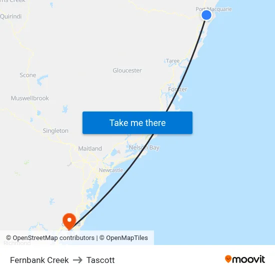 Fernbank Creek to Tascott map