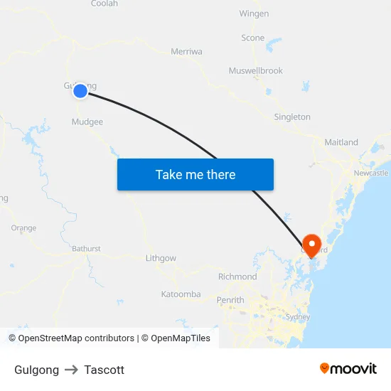 Gulgong to Tascott map