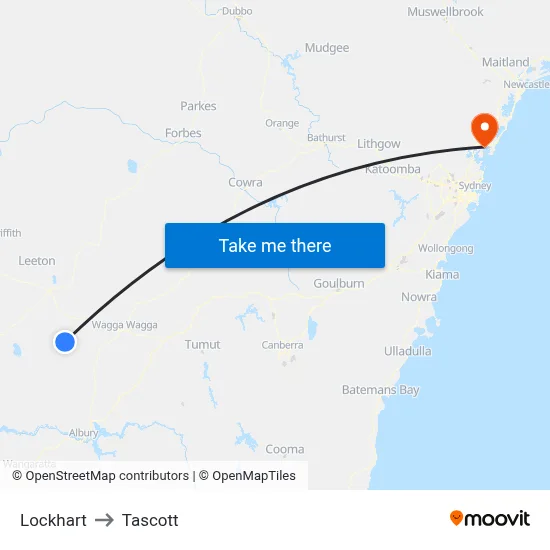 Lockhart to Tascott map