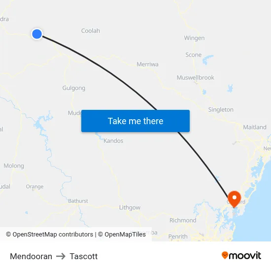 Mendooran to Tascott map