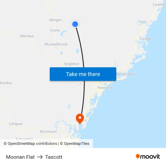 Moonan Flat to Tascott map