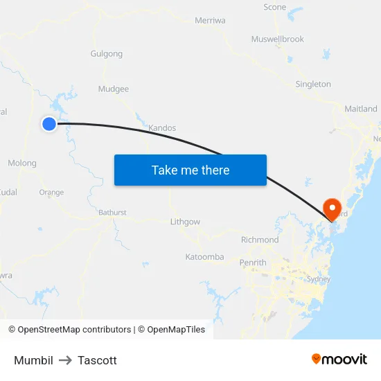 Mumbil to Tascott map