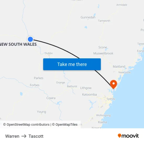 Warren to Tascott map