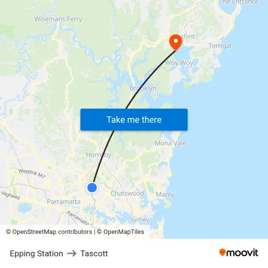 Epping Station to Tascott map