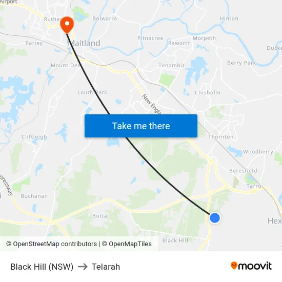 Black Hill (NSW) to Telarah map