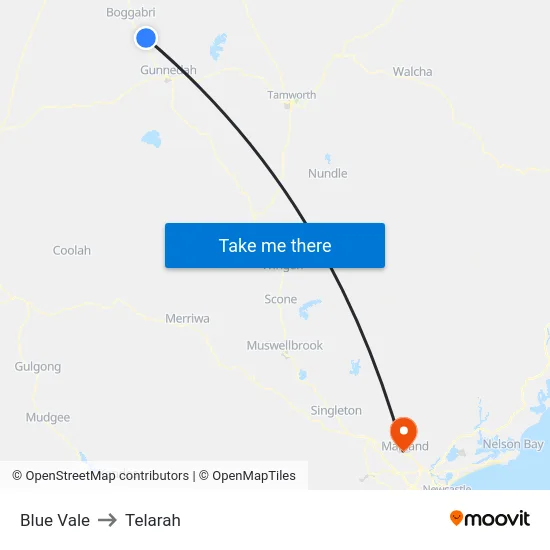 Blue Vale to Telarah map