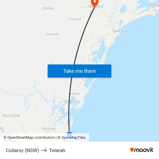 Collaroy (NSW) to Telarah map