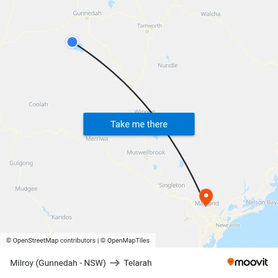 Milroy (Gunnedah - NSW) to Telarah map
