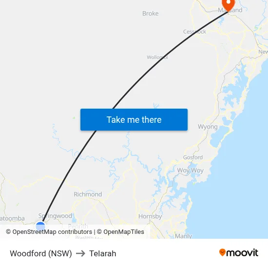 Woodford (NSW) to Telarah map