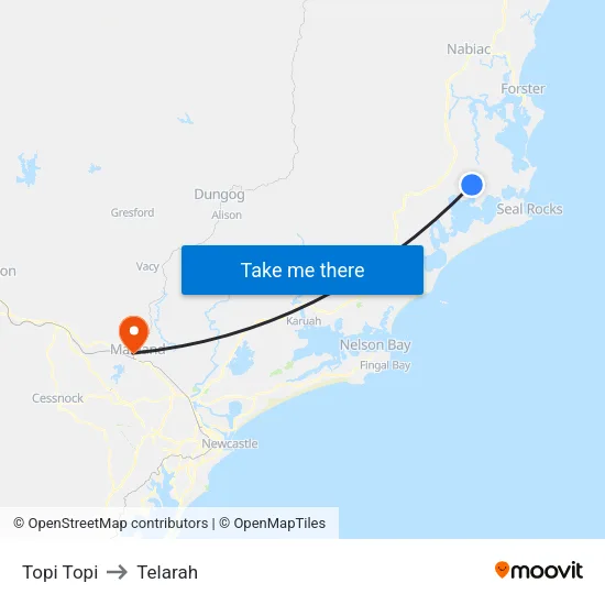 Topi Topi to Telarah map