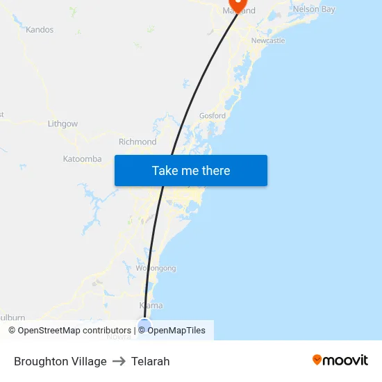 Broughton Village to Telarah map