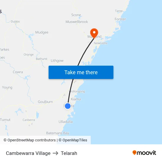 Cambewarra Village to Telarah map