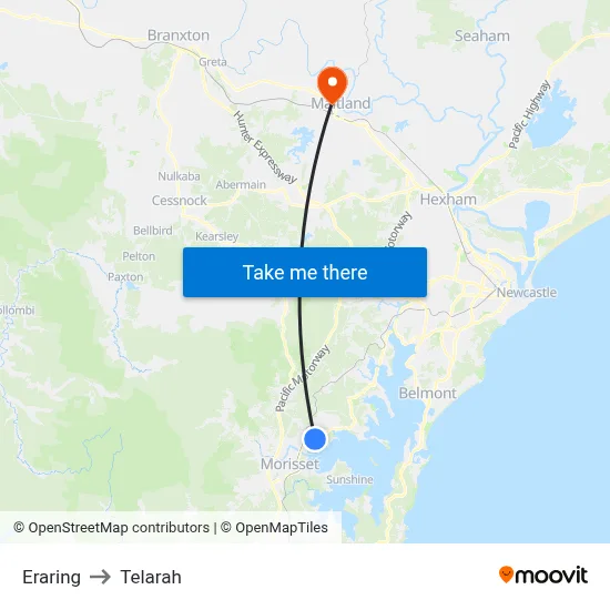 Eraring to Telarah map