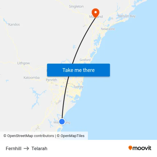 Fernhill to Telarah map