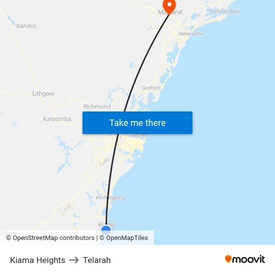 Kiama Heights to Telarah map