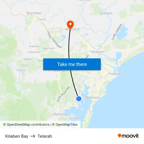 Kilaben Bay to Telarah map