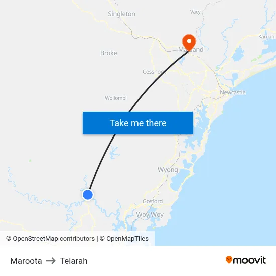 Maroota to Telarah map