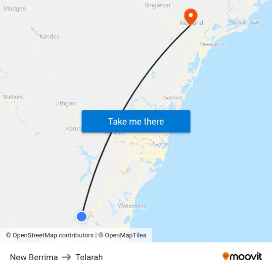 New Berrima to Telarah map