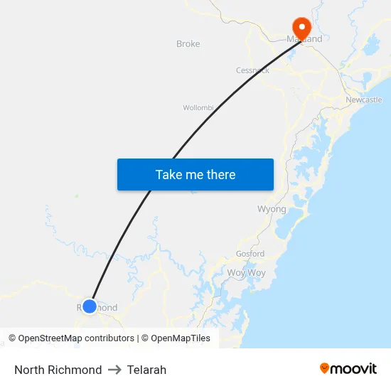 North Richmond to Telarah map