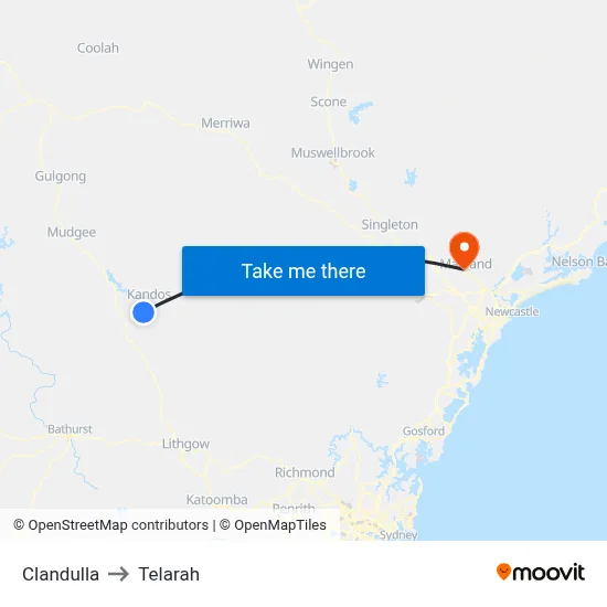 Clandulla to Telarah map