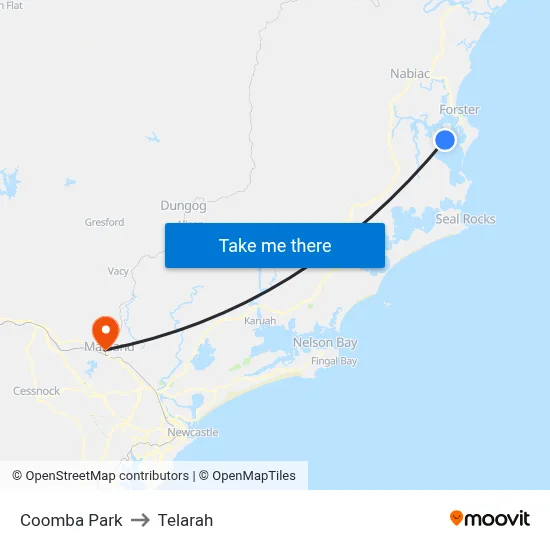 Coomba Park to Telarah map