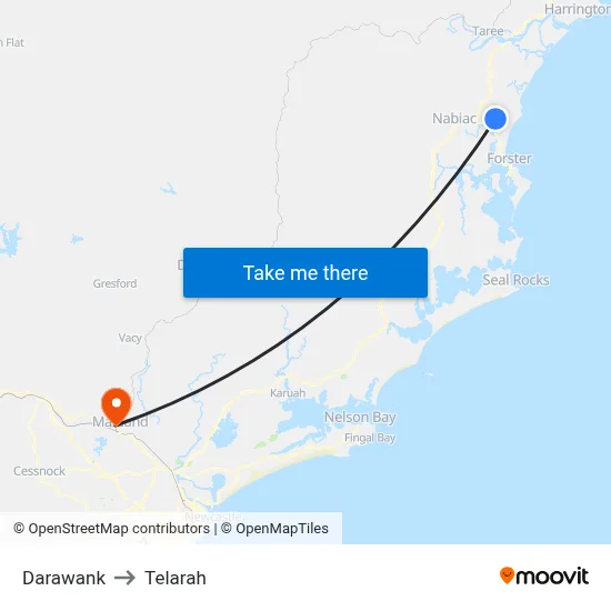 Darawank to Telarah map