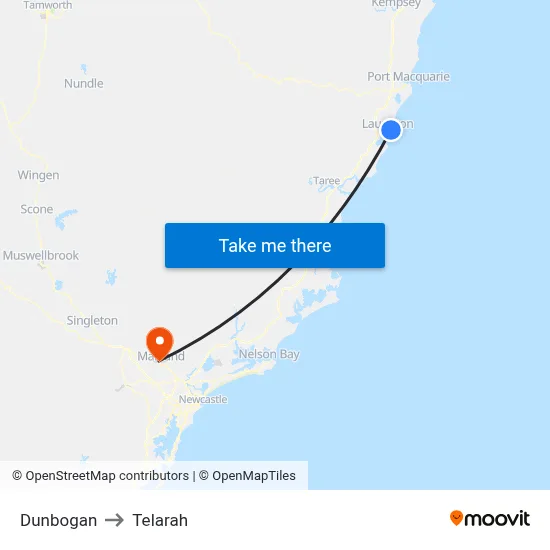 Dunbogan to Telarah map