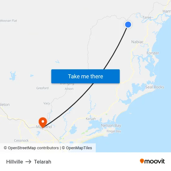 Hillville to Telarah map