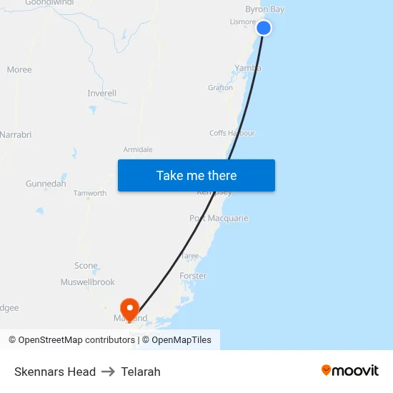 Skennars Head to Telarah map
