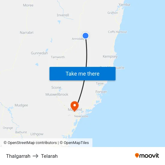 Thalgarrah to Telarah map