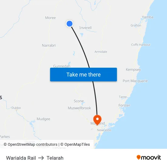 Warialda Rail to Telarah map