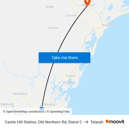 Castle Hill Station, Old Northern Rd, Stand C to Telarah map