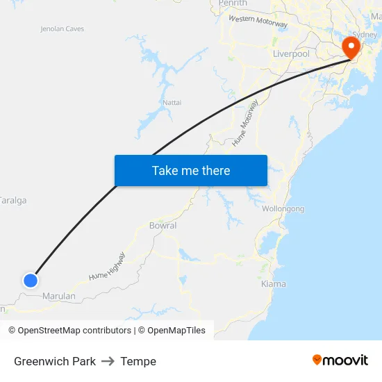 Greenwich Park to Tempe map