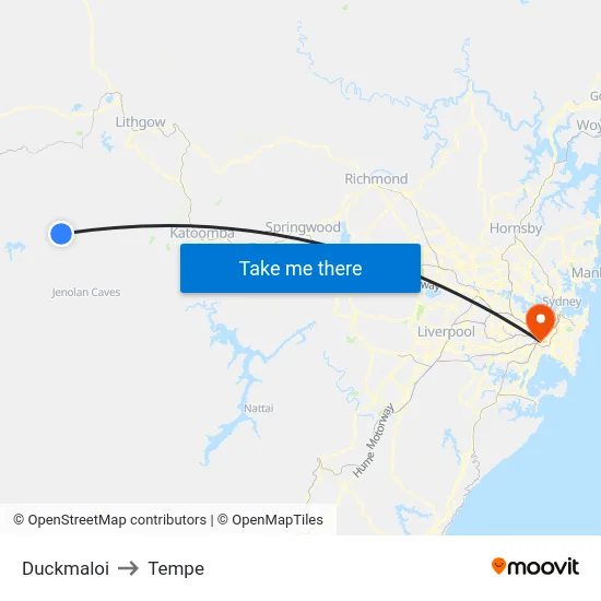 Duckmaloi to Tempe map
