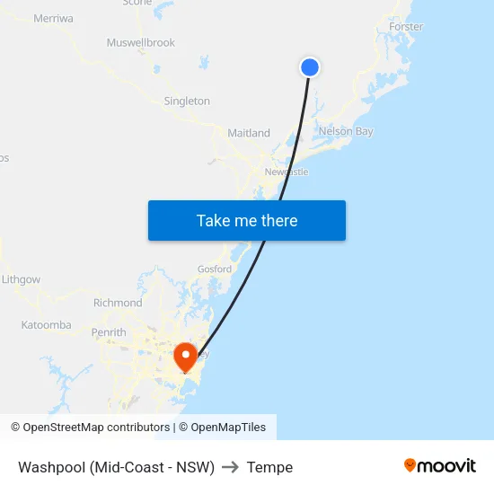 Washpool (Mid-Coast - NSW) to Tempe map