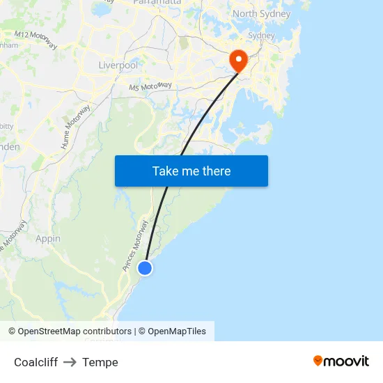 Coalcliff to Tempe map