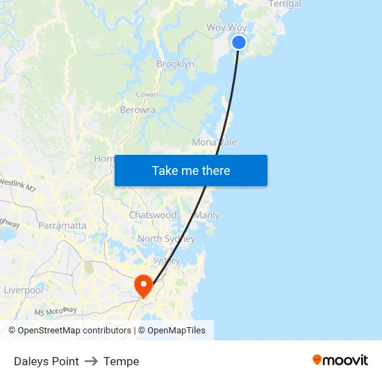 Daleys Point to Tempe map