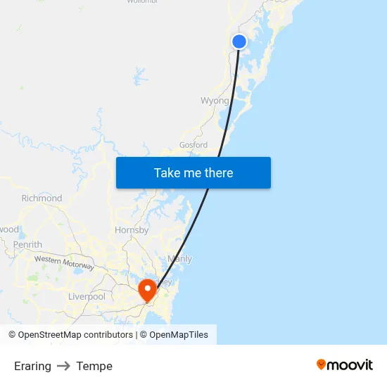 Eraring to Tempe map