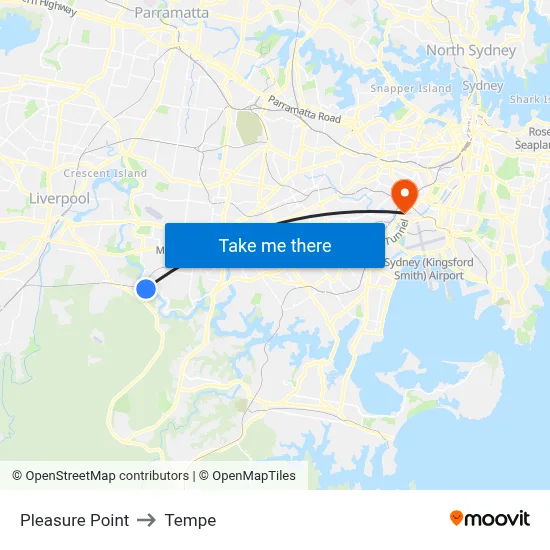 Pleasure Point to Tempe map