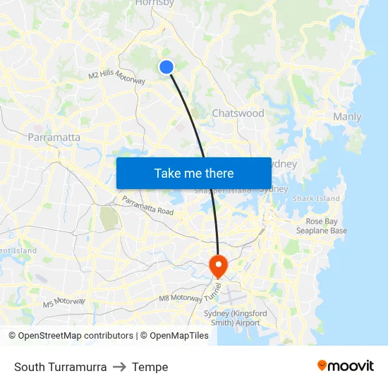 South Turramurra to Tempe map