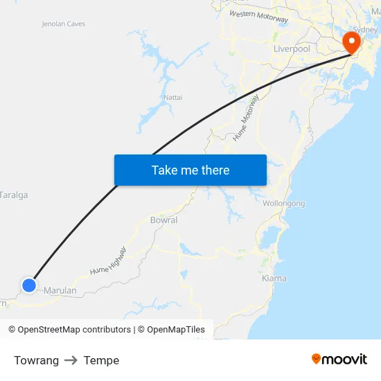 Towrang to Tempe map