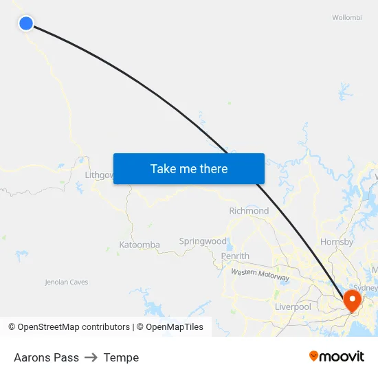 Aarons Pass to Tempe map