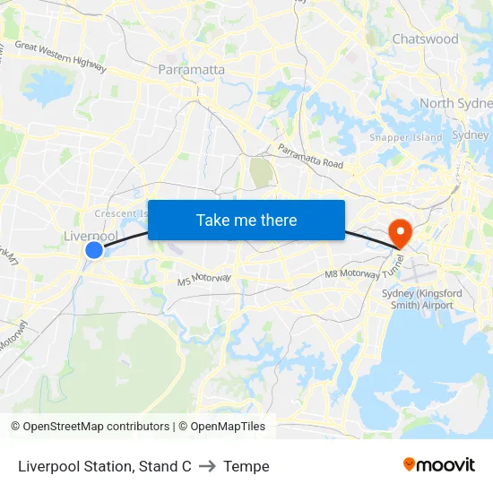Liverpool Station, Stand C to Tempe map