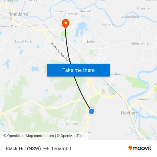 Black Hill (NSW) to Tenambit map